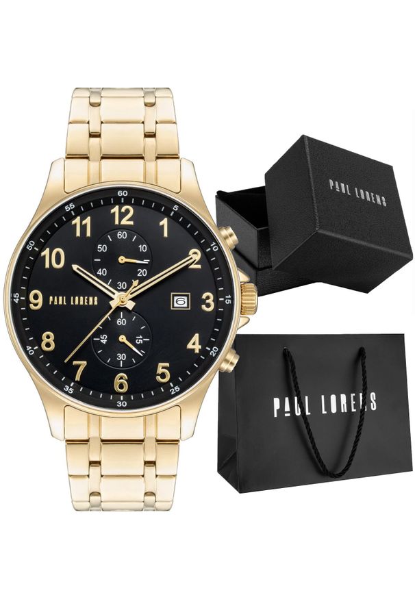 Zegarek męski złoty elegancki na bransolecie Paul Lorens GHOST PL20002B-1D1. Kolor: złoty. Styl: elegancki