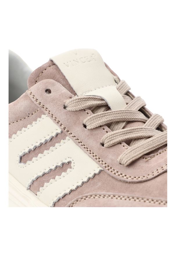 Sneakersy damskie Vinceza, cholewka ze skóry naturalnej zamszowej z kontrastowymi panelami klasyczne wiązanie masywna platformowa podeszwa, beżowe, 7. Okazja: na co dzień. Zapięcie: sznurówki. Kolor: beżowy. Materiał: skóra, zamsz. Szerokość cholewki: normalna. Sport: turystyka piesza