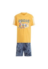 Adidas - Zestaw adidas x Disney Mickey Mouse Tee. Okazja: na uczelnię. Kolor: biały, wielokolorowy, żółty. Materiał: dresówka. Wzór: motyw z bajki. Styl: sportowy