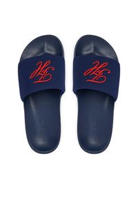 TOMMY HILFIGER - Tommy Hilfiger Klapki Logo Embroidery Canvas FM0FM05858 Granatowy. Kolor: niebieski. Materiał: materiał #4