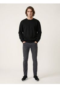 Sinsay - Bluza crewneck basic z domieszką bawełny - czarny. Kolor: czarny. Materiał: bawełna