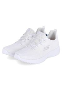 skechers - Buty do chodzenia damskie Skechers Dynamight. Zapięcie: bez zapięcia. Kolor: biały. Materiał: syntetyk, tkanina, materiał. Szerokość cholewki: normalna. Sport: turystyka piesza