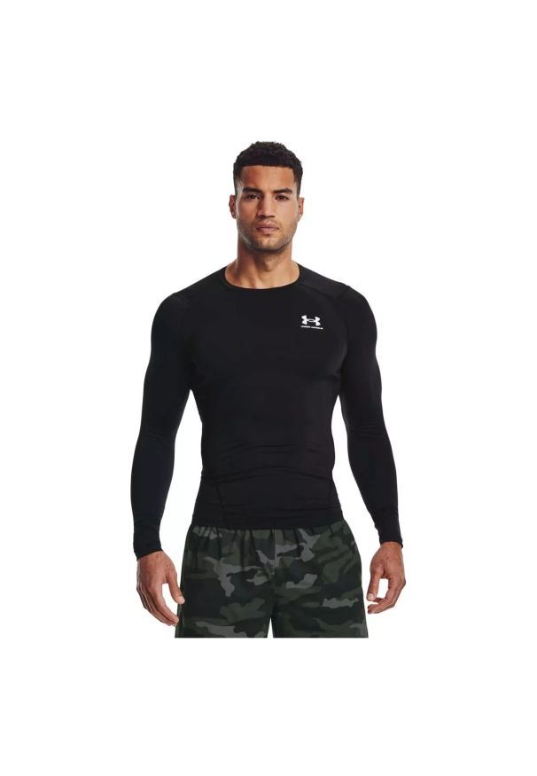 Koszulka męska treningowa Under Armour HeatGear Armour LongSleeve (1361524-001). Kolor: czarny. Materiał: elastan, tkanina, poliester, materiał. Długość rękawa: długi rękaw. Długość: długie. Sport: fitness