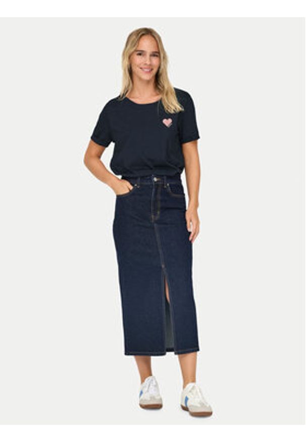 only - ONLY T-Shirt Kita 15244714 Granatowy Regular Fit. Kolor: niebieski. Materiał: bawełna