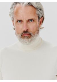 Pako Lorente - PAKO LORENTE – Biały gładki golf męski. Typ kołnierza: golf. Kolor: szary, beżowy, biały. Materiał: poliamid, bawełna, elastan. Wzór: gładki. Sezon: zima, jesień #4