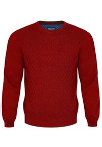 M. Lasota - polski producent - Czerwony sweter męski w jodełkę SL06 Denis. Kolor: czerwony. Materiał: akryl, bawełna, materiał. Wzór: jodełka. Styl: sportowy #1