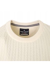 Lekki (Przejściowy) Sweter Męski z Bawełnianej Dzianiny - Pako Jeans - Ecru. Okazja: na spotkanie biznesowe, do pracy. Kolor: brązowy, beżowy, wielokolorowy. Materiał: bawełna. Styl: biznesowy, klasyczny #6