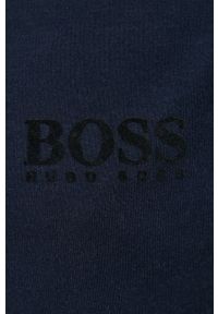 BOSS - Boss Bluza męska kolor granatowy z kapturem gładka. Okazja: na co dzień. Typ kołnierza: kaptur. Kolor: niebieski. Materiał: materiał, jedwab, dzianina, tkanina, lyocell. Długość rękawa: raglanowy rękaw. Wzór: gładki. Styl: casual #3