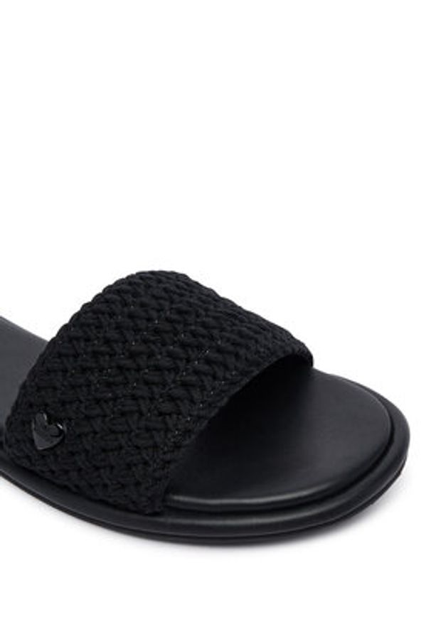 Love Moschino - LOVE MOSCHINO Klapki JA28242G0OJQB000 Czarny. Kolor: czarny. Materiał: materiał