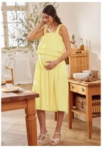 Sukienka ciążowa i do karmienia z falbaną bonprix kremowy żółty. Kolekcja: moda ciążowa. Kolor: żółty. Materiał: jersey #2