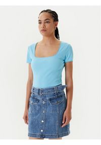 Morgan T-Shirt 232-DLUBI Turkusowy Slim Fit. Kolor: turkusowy. Materiał: bawełna