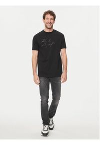 Karl Lagerfeld - KARL LAGERFELD T-Shirt 755083 542225 Czarny Regular Fit. Typ kołnierza: dekolt w karo. Kolor: czarny. Materiał: bawełna #4