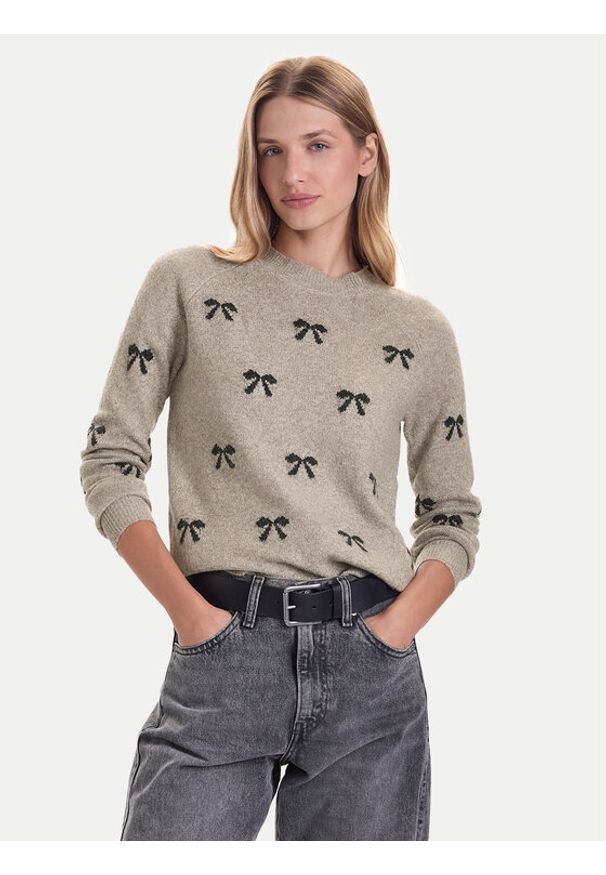 Vero Moda Sweter Doffy 10330790 Beżowy Regular Fit. Kolor: beżowy. Materiał: syntetyk