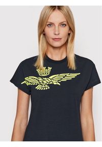 Czarny t-shirt z logiem Aeronautica Militare. Kolor: czarny. Materiał: elastan, bawełna