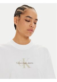 Calvin Klein Jeans T-Shirt Monologo J20J224242 Biały Relaxed Fit. Kolor: biały. Materiał: bawełna