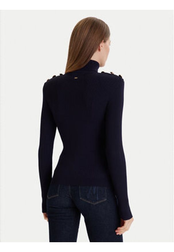 Gaudi Golf 521FD53037 Granatowy Regular Fit. Typ kołnierza: golf. Kolor: niebieski. Materiał: wiskoza, syntetyk