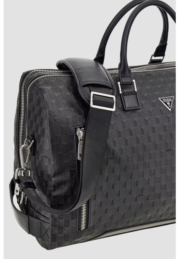 Guess - GUESS Сzarna torba podróżna Torino Duffle. Kolor: czarny. Materiał: materiał