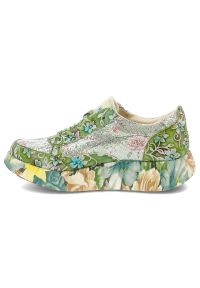 Zielone Sneakersy Laura Vita Modne Obuwie Damskie. Okazja: na co dzień, na spacer. Zapięcie: sznurówki. Kolor: zielony. Materiał: skóra. Szerokość cholewki: normalna. Wzór: aplikacja, kwiaty. Styl: klasyczny, casual #4