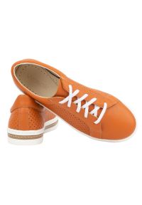 Wasak - WASAK Półbuty damskie sneakersy skórzane 0675W pomarańczowe. Okazja: na co dzień. Zapięcie: bez zapięcia. Kolor: pomarańczowy. Materiał: skóra. Sezon: wiosna, jesień, lato. Styl: casual #7