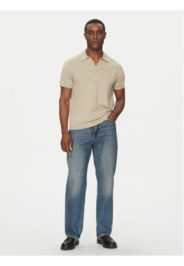 Calvin Klein Polo K10K114087 Beżowy Regular Fit. Typ kołnierza: polo. Kolor: beżowy. Materiał: bawełna