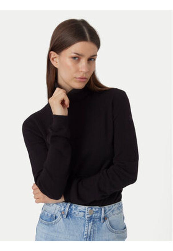 Vero Moda Golf Happiness 10300472 Czarny Slim Fit. Typ kołnierza: golf. Kolor: czarny. Materiał: syntetyk