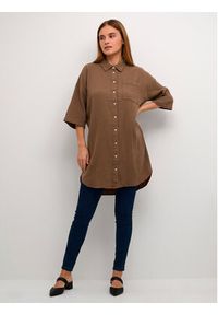 Kaffe Tunika Silona 10507701 Brązowy Regular Fit. Kolor: brązowy. Materiał: bawełna