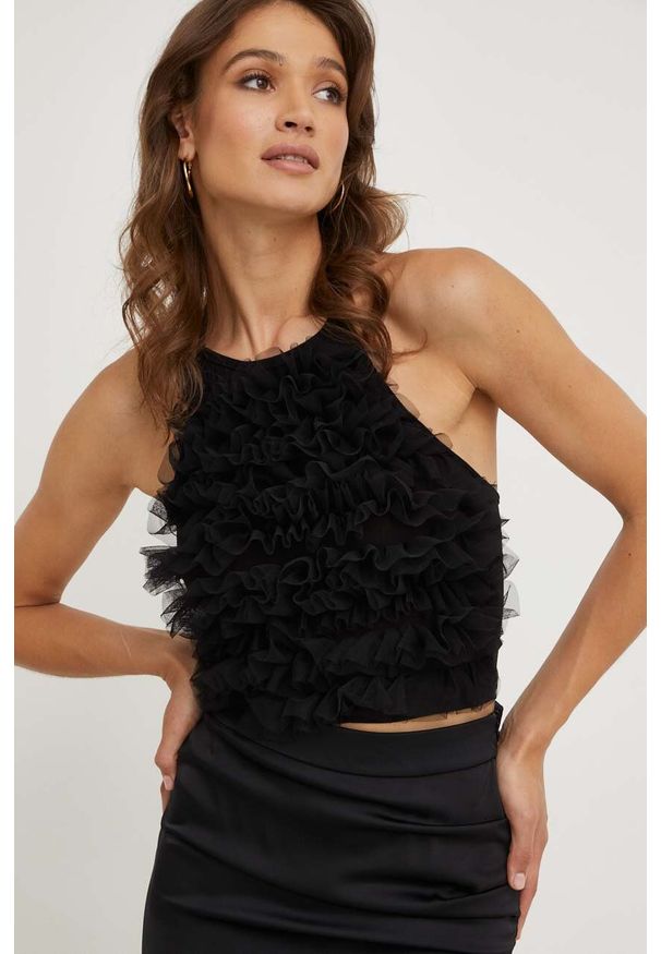 Answear Lab top damski kolor czarny. Kolor: czarny. Długość rękawa: na ramiączkach. Styl: wakacyjny