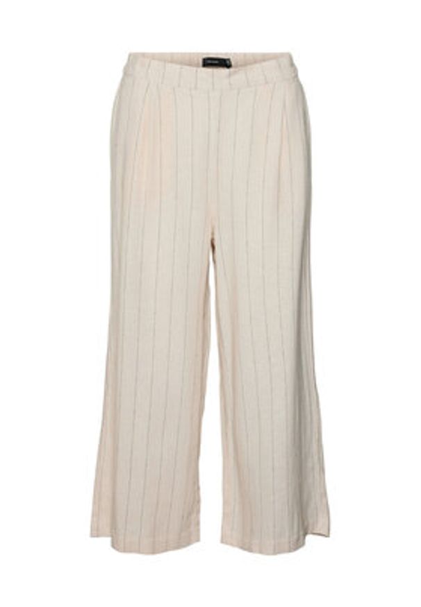 Vero Moda Kuloty Mindy 10322130 Beżowy Loose Fit. Kolor: beżowy. Materiał: len, wiskoza
