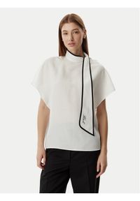 Karl Lagerfeld - KARL LAGERFELD Bluzka B2W11015 Kremowy Loose Fit. Typ kołnierza: dekolt w karo. Kolor: kremowy. Materiał: lyocell #1