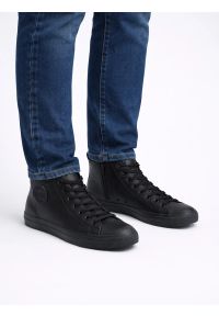 Big-Star - Trampki męskie wysokie ze skóry ekologicznej czarne MM174012 906. Kolor: czarny. Materiał: skóra ekologiczna. Szerokość cholewki: normalna #6