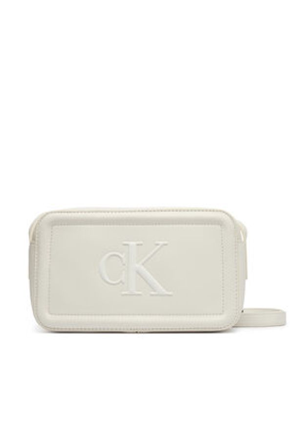 Calvin Klein Torebka Bold Ck Camera Bag LV04F3220G Biały. Kolor: biały. Materiał: skórzane
