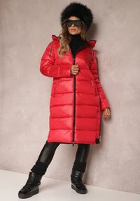 Renee - Czerwona Kurtka Cilitheme. Okazja: na co dzień. Kolor: czerwony. Materiał: tkanina. Długość: długie. Styl: casual #3