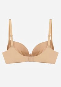 Born2be - Beżowy Gładki Biustonosz Push-up Halilura. Kolor: beżowy. Rodzaj stanika: push-up. Wzór: gładki #5