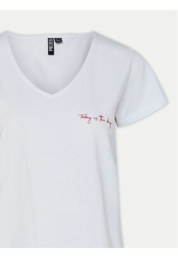 Pieces T-Shirt Silly 17156926 Biały Regular Fit. Kolor: biały. Materiał: bawełna