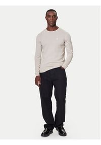 Karl Lagerfeld - KARL LAGERFELD Sweter 655000 554399 Beżowy Slim Fit. Typ kołnierza: dekolt w karo. Kolor: beżowy. Materiał: wełna