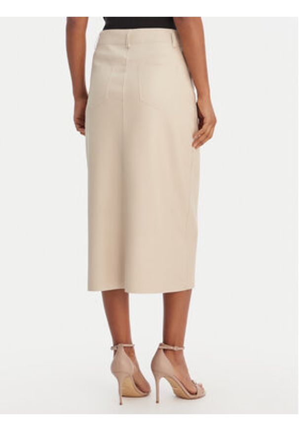 Morgan Spódnica z imitacji skóry 261-JILFIT Beżowy Slim Fit. Kolor: beżowy. Materiał: skóra