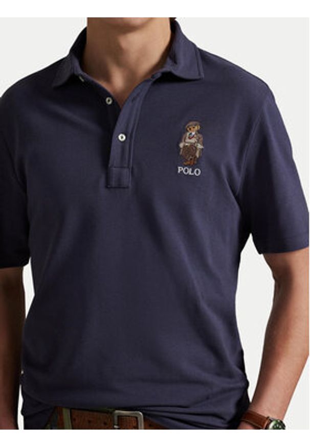 Polo Ralph Lauren Polo 710P00083001 Granatowy Custom Slim Fit. Typ kołnierza: polo. Kolor: niebieski. Materiał: bawełna