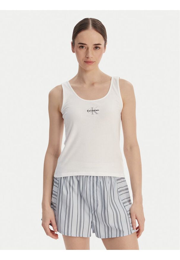 Calvin Klein Underwear Top LV00QS7603 Biały Slim Fit. Kolor: biały. Materiał: bawełna