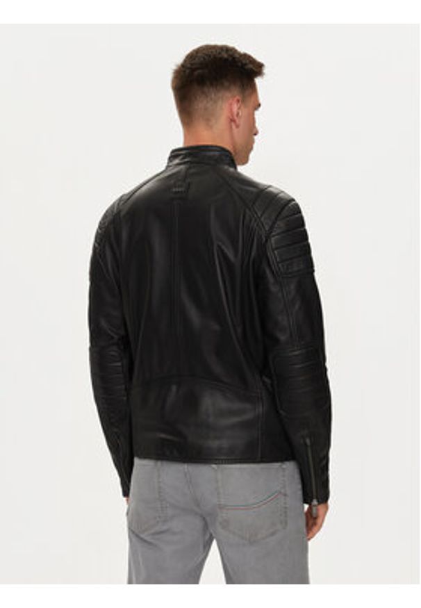 BOSS - Boss Kurtka skórzana Jomoto 50518270 Czarny Regular Fit. Kolor: czarny. Materiał: skóra