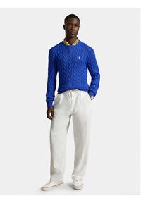 Polo Ralph Lauren Sweter 710775885546 Niebieski Regular Fit. Typ kołnierza: polo. Kolor: niebieski. Materiał: bawełna #5