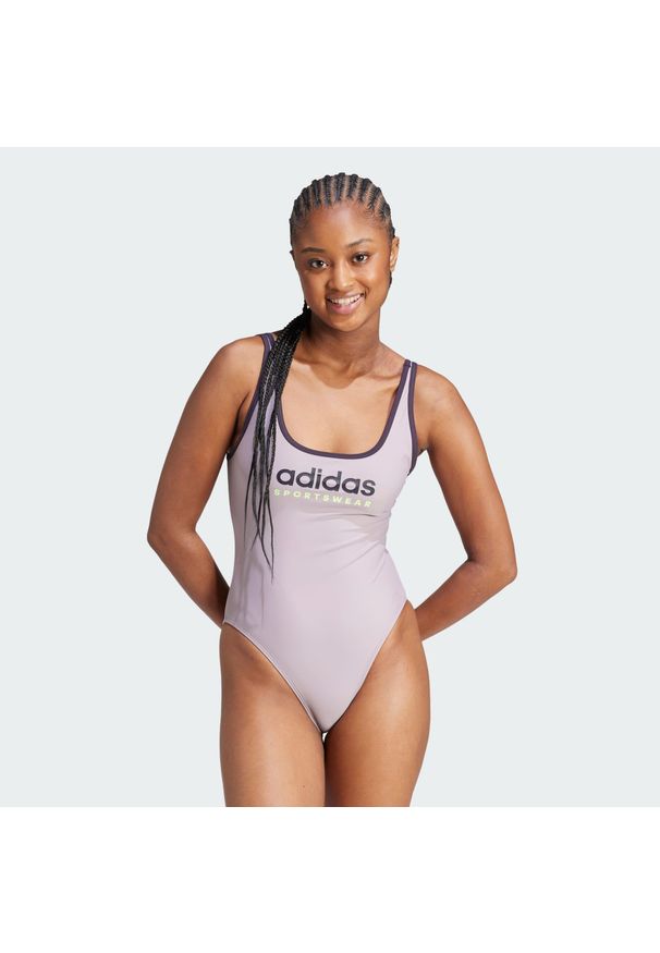 Adidas - Strój do pływania Sportswear U-Back. Kolor: czarny, wielokolorowy, fioletowy
