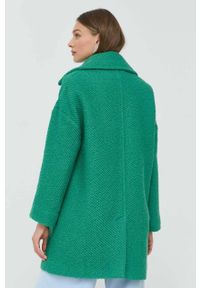 Red Valentino płaszcz wełniany kolor zielony przejściowy dwurzędowy. Okazja: na co dzień. Kolor: zielony. Materiał: wełna. Wzór: aplikacja. Styl: casual, klasyczny #2