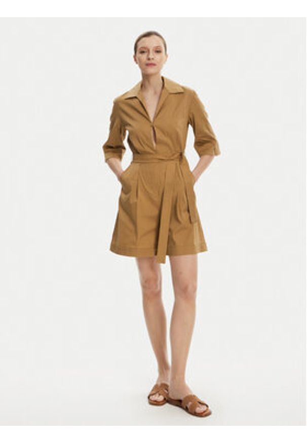 Max Mara Beachwear Kombinezon Canard 2516241019 Brązowy Regular Fit. Kolor: brązowy. Materiał: bawełna