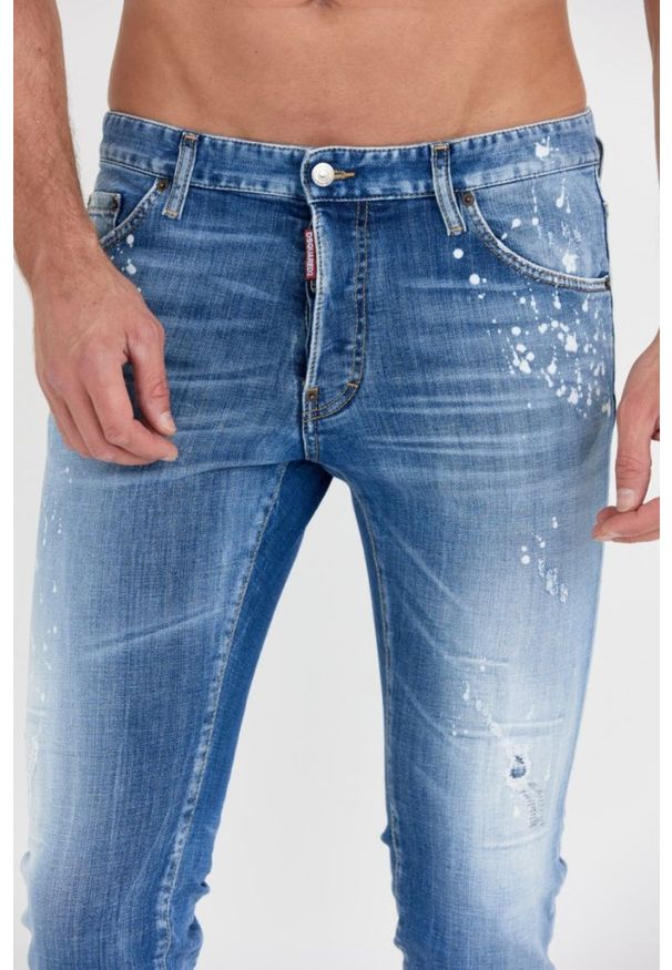 DSQUARED2 Niebieskie męskie jeansy medium bleached spots wash cool guy, Rozmiar 46. Kolor: niebieski