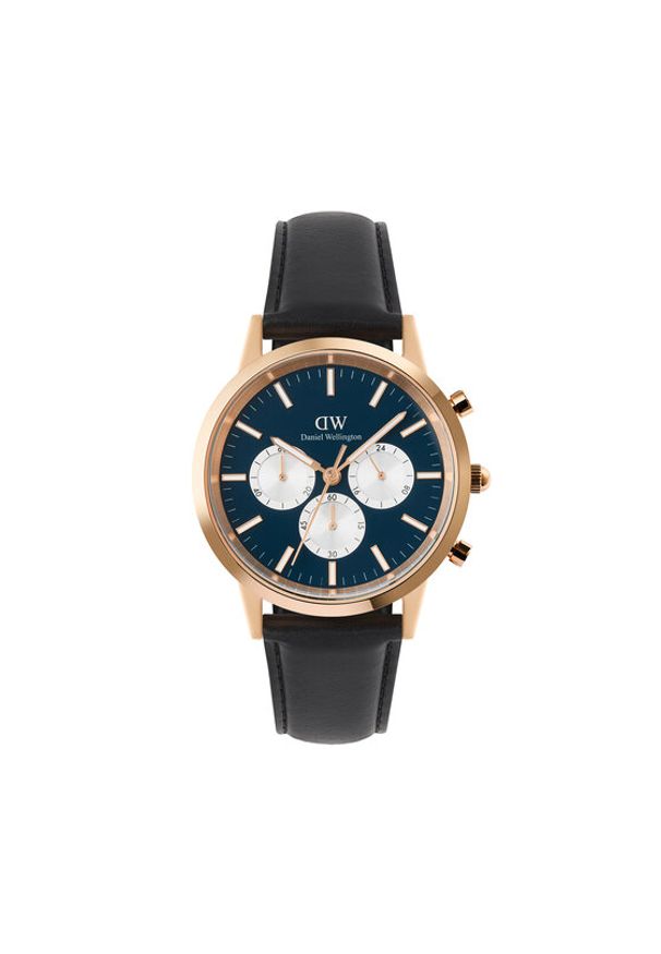 Daniel Wellington Zegarek Iconic Chronograph St Mawes Arctic Panda DW00100877 Czarny. Kolor: czarny. Materiał: skóra