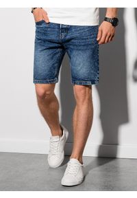 Ombre Clothing - Krótkie spodenki męskie jeansowe - niebieskie - Rozmiar: M. Kolor: niebieski. Materiał: jeans. Długość: krótkie. Sezon: lato. Styl: klasyczny