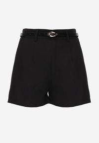 Renee - Czarne Szorty High Waist w Eleganckim Stylu z Cienkim Paskiem ze Sprzączką Rissarie. Stan: podwyższony. Kolor: czarny. Sezon: lato. Styl: elegancki #3