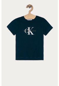 Calvin Klein Jeans - T-shirt dziecięcy 104-176 cm. Okazja: na co dzień. Kolor: niebieski. Materiał: bawełna, materiał, dzianina. Wzór: nadruk. Styl: casual #1