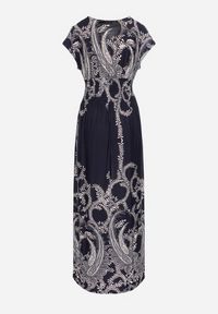 Born2be - Granatowa Sukienka z Gumką w Pasie i Kopertowym Dekoltem Pialica. Okazja: na co dzień. Typ kołnierza: dekolt kopertowy. Kolor: niebieski. Typ sukienki: kopertowe. Styl: casual, elegancki, sportowy #5