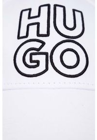 Hugo - HUGO czapka z daszkiem bawełniana kolor biały z aplikacją. Kolor: biały. Materiał: bawełna. Wzór: aplikacja #4